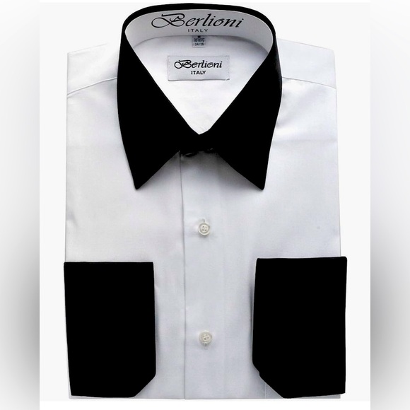 Berlioni Other - White - Black Two Tone Mens Dress Shirt